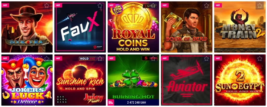Популярні ігрові автомати Favbet казино